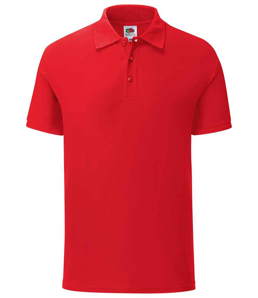Fruit of the Loom Iconic Pique Polo Shirt in Red by Fruit of the Loom — Custom branded clothing by Print Press, featuring premium embroidery produced in our specialist print lab in the UK.