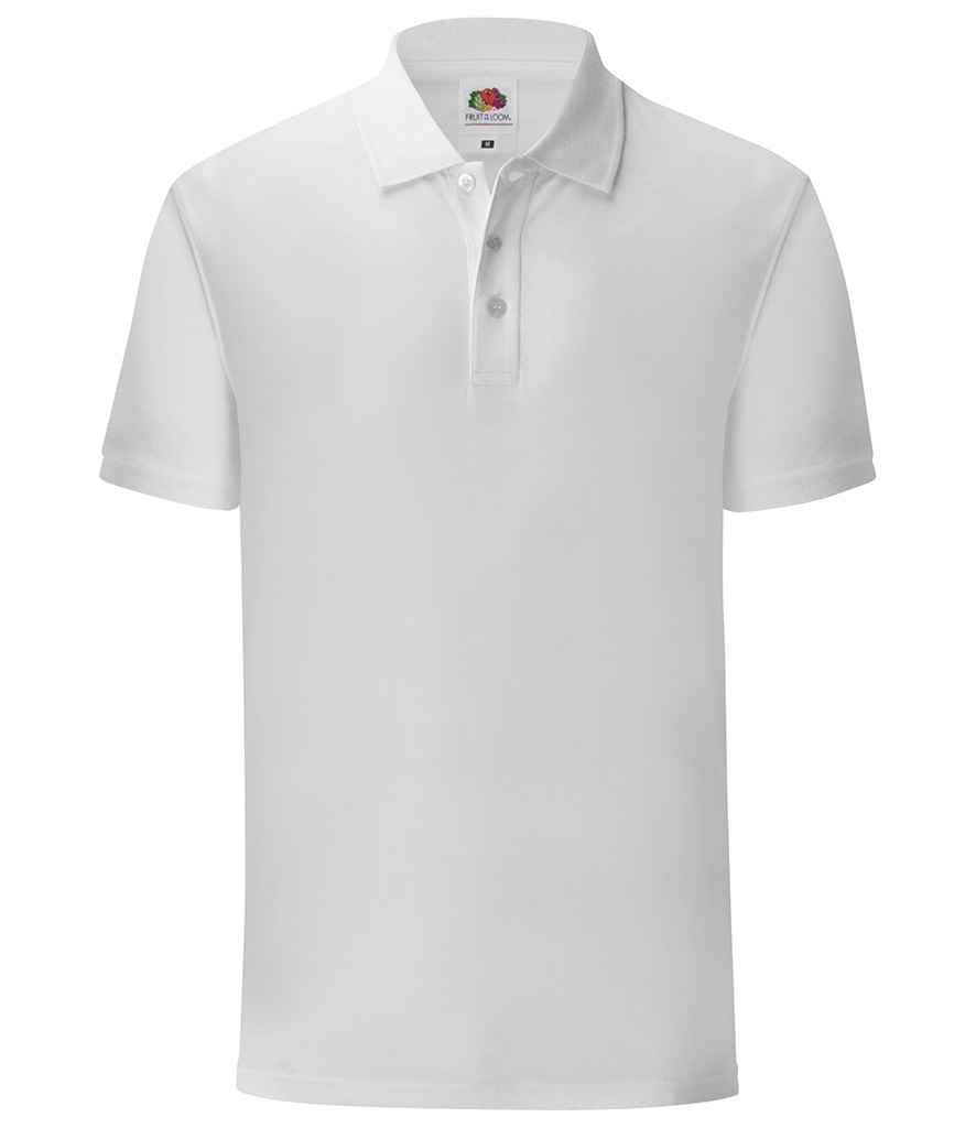 Fruit of the Loom Iconic Pique Polo Shirt in White by Fruit of the Loom — Custom branded clothing by Print Press, featuring premium embroidery produced in our specialist print lab in the UK.