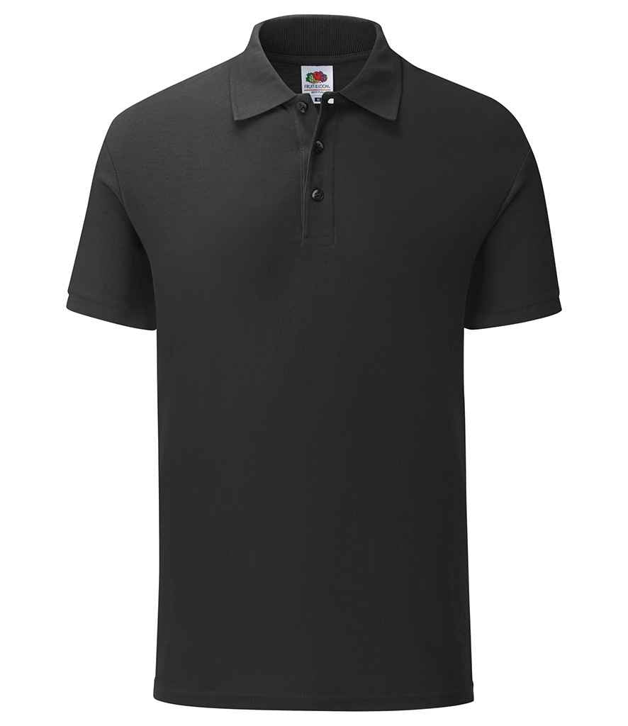 Fruit of the Loom Tailored Poly/Cotton Pique Polo Shirt in Black by Fruit of the Loom — Custom branded clothing by Print Press, featuring premium embroidery produced in our specialist print lab in the UK.