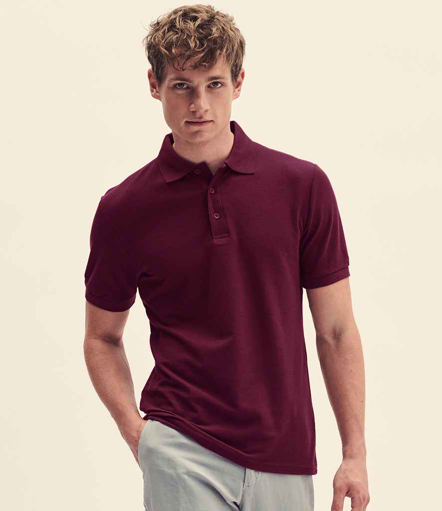 Fruit of the Loom Tailored Poly/Cotton Pique Polo Shirt in Burgundy by Fruit of the Loom — Custom branded clothing by Print Press, featuring premium embroidery produced in our specialist print lab in the UK.