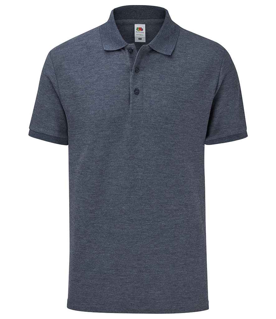Fruit of the Loom Tailored Poly/Cotton Pique Polo Shirt in Heather Navy by Fruit of the Loom — Custom branded clothing by Print Press, featuring premium embroidery produced in our specialist print lab in the UK.