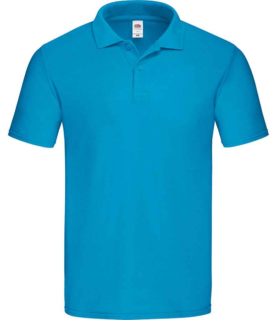 Fruit of the Loom Original Pique Polo Shirt in Azure by Fruit of the Loom — Custom branded clothing by Print Press, featuring premium embroidery produced in our specialist print lab in the UK.