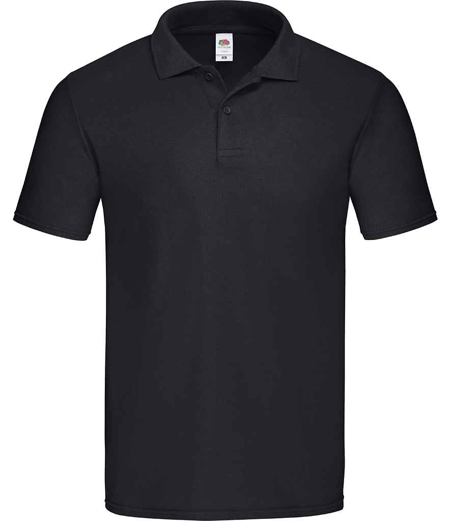 Fruit of the Loom Original Pique Polo Shirt in Black by Fruit of the Loom — Custom branded clothing by Print Press, featuring premium embroidery produced in our specialist print lab in the UK.