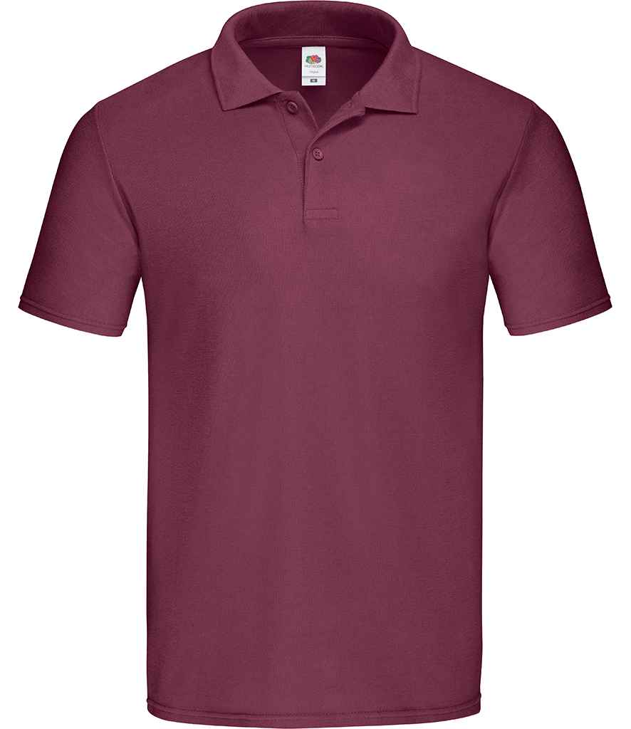 Fruit of the Loom Original Pique Polo Shirt in Burgundy by Fruit of the Loom — Custom branded clothing by Print Press, featuring premium embroidery produced in our specialist print lab in the UK.