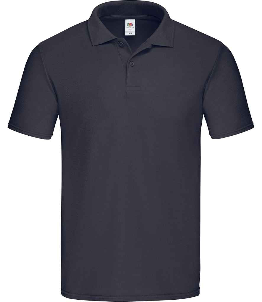 Fruit of the Loom Original Pique Polo Shirt in Deep Navy by Fruit of the Loom — Custom branded clothing by Print Press, featuring premium embroidery produced in our specialist print lab in the UK.