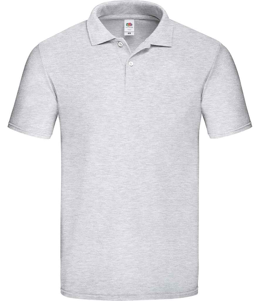 Fruit of the Loom Original Pique Polo Shirt in Heather Grey by Fruit of the Loom — Custom branded clothing by Print Press, featuring premium embroidery produced in our specialist print lab in the UK.