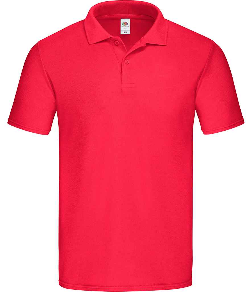 Fruit of the Loom Original Pique Polo Shirt in Red by Fruit of the Loom — Custom branded clothing by Print Press, featuring premium embroidery produced in our specialist print lab in the UK.