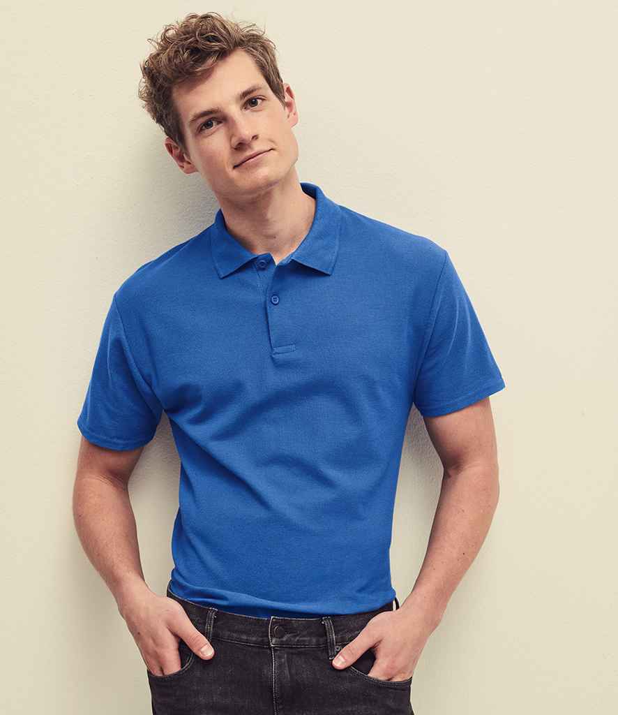Fruit of the Loom Original Pique Polo Shirt in Royal Blue by Fruit of the Loom — Custom branded clothing by Print Press, featuring premium embroidery produced in our specialist print lab in the UK.