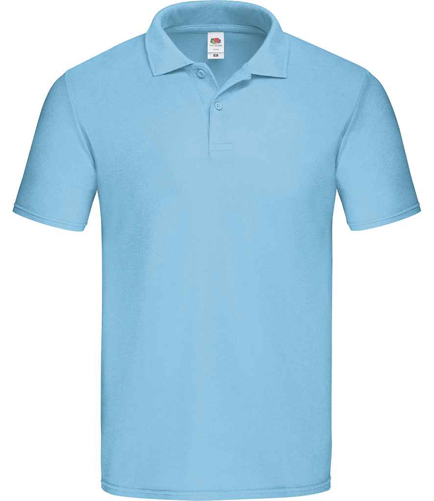 Fruit of the Loom Original Pique Polo Shirt in Sky Blue by Fruit of the Loom — Custom branded clothing by Print Press, featuring premium embroidery produced in our specialist print lab in the UK.