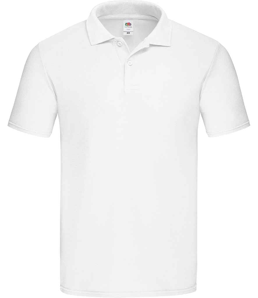 Fruit of the Loom Original Pique Polo Shirt in White by Fruit of the Loom — Custom branded clothing by Print Press, featuring premium embroidery produced in our specialist print lab in the UK.