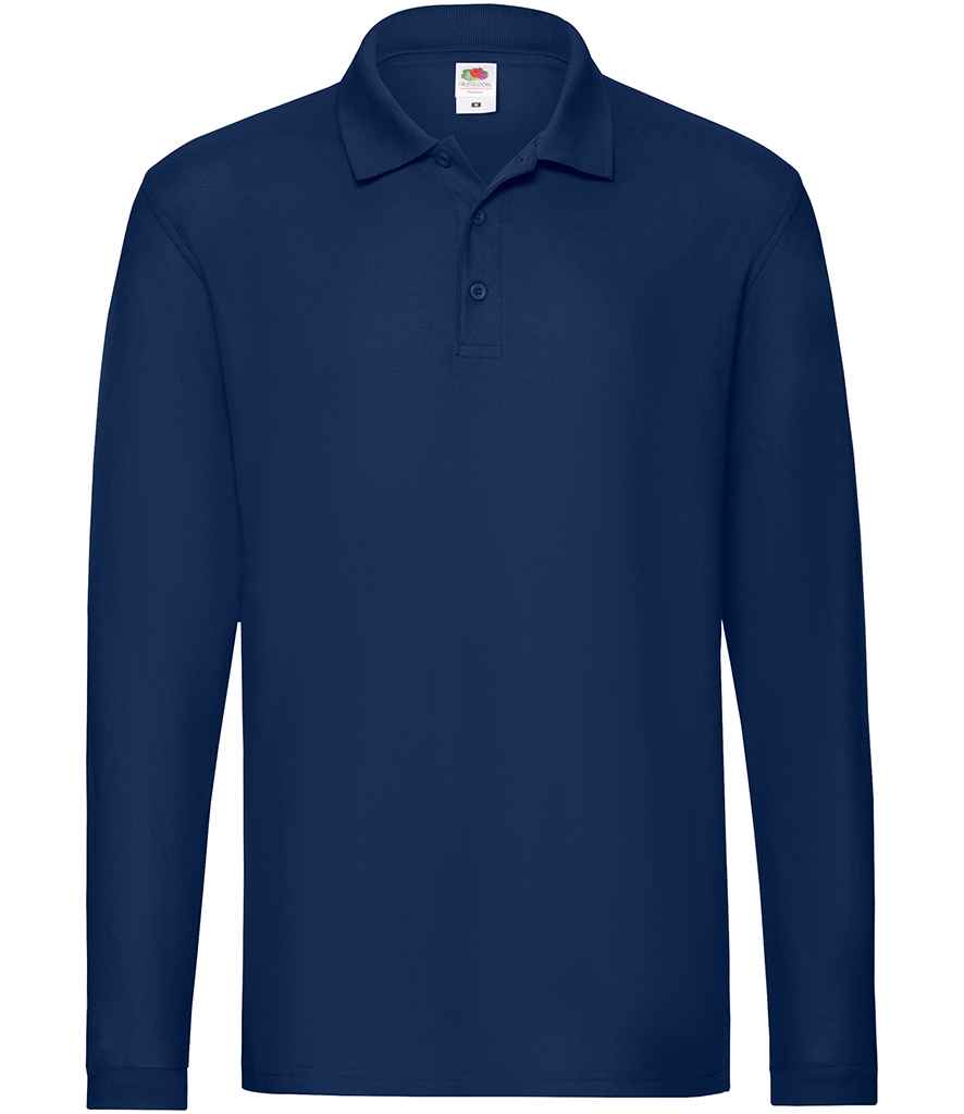 Fruit of the Loom Premium Long Sleeve Cotton Pique Polo Shirt in by Fruit of the Loom — Custom branded clothing by Print Press, featuring premium embroidery produced in our specialist print lab in the UK.