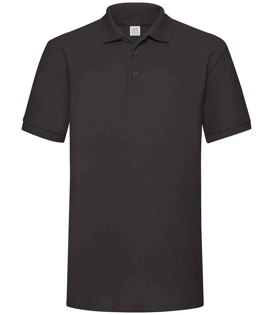 Fruit of the Loom Heavy Poly/Cotton Pique Polo Shirt in Black by Fruit of the Loom — Custom branded clothing by Print Press, featuring premium embroidery produced in our specialist print lab in the UK.