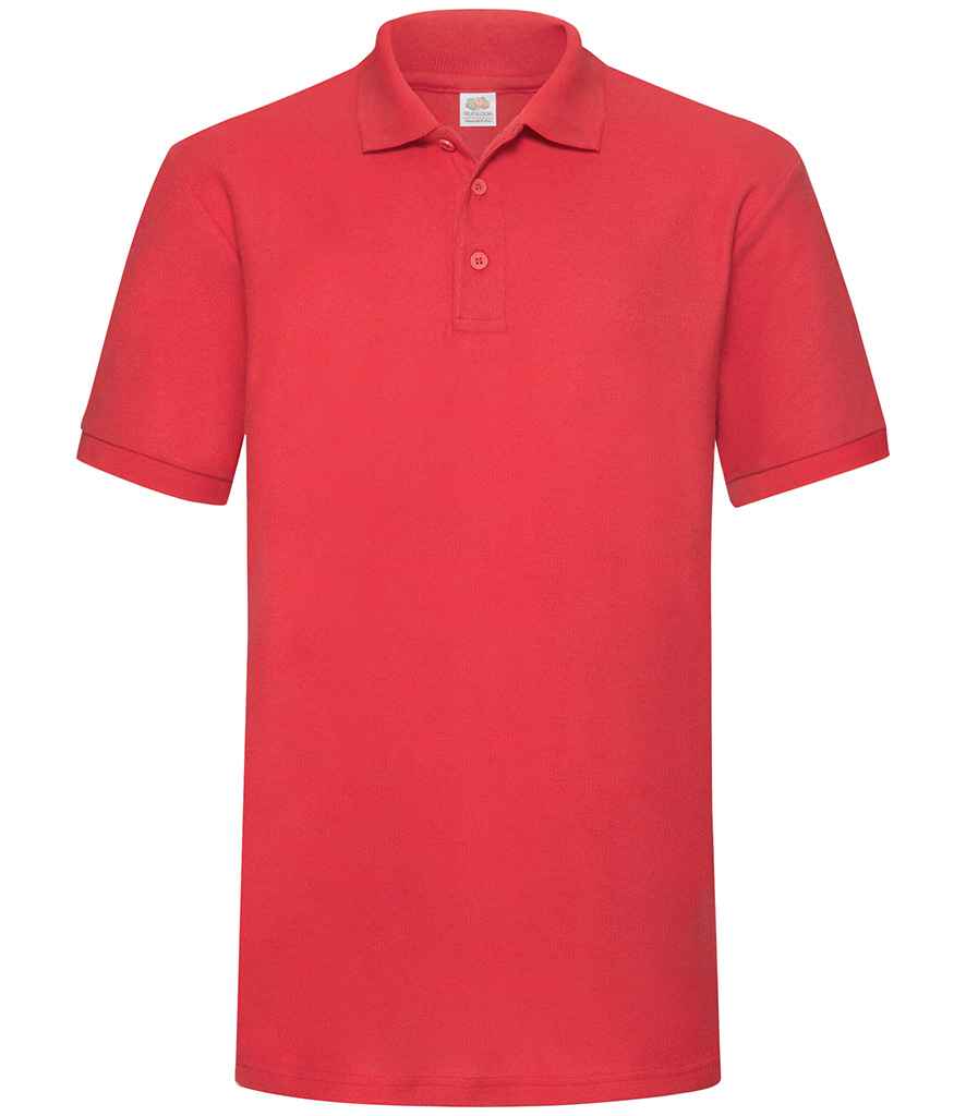 Fruit of the Loom Heavy Poly/Cotton Pique Polo Shirt in Red by Fruit of the Loom — Custom branded clothing by Print Press, featuring premium embroidery produced in our specialist print lab in the UK.