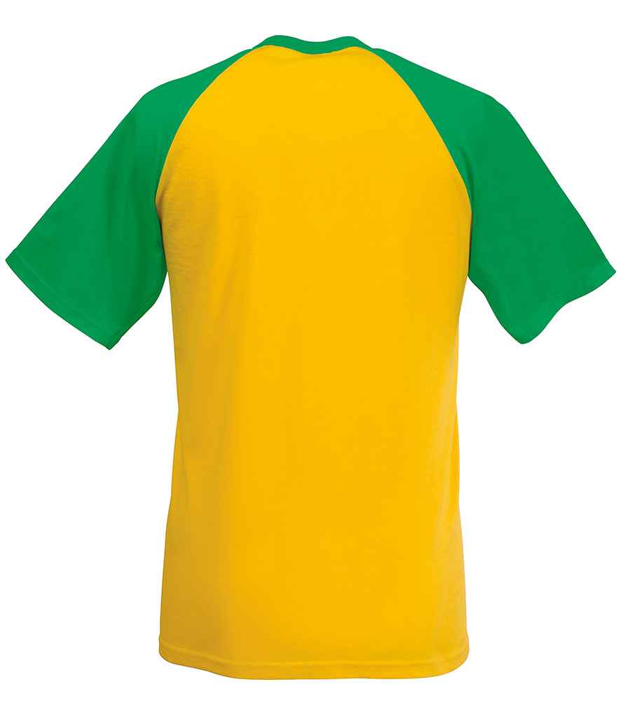 Fruit of the Loom Contrast Baseball T-Shirt in Sunflower Kelly Green by Fruit of the Loom — Custom branded clothing by Print Press, featuring premium embroidery produced in our specialist print lab in the UK.