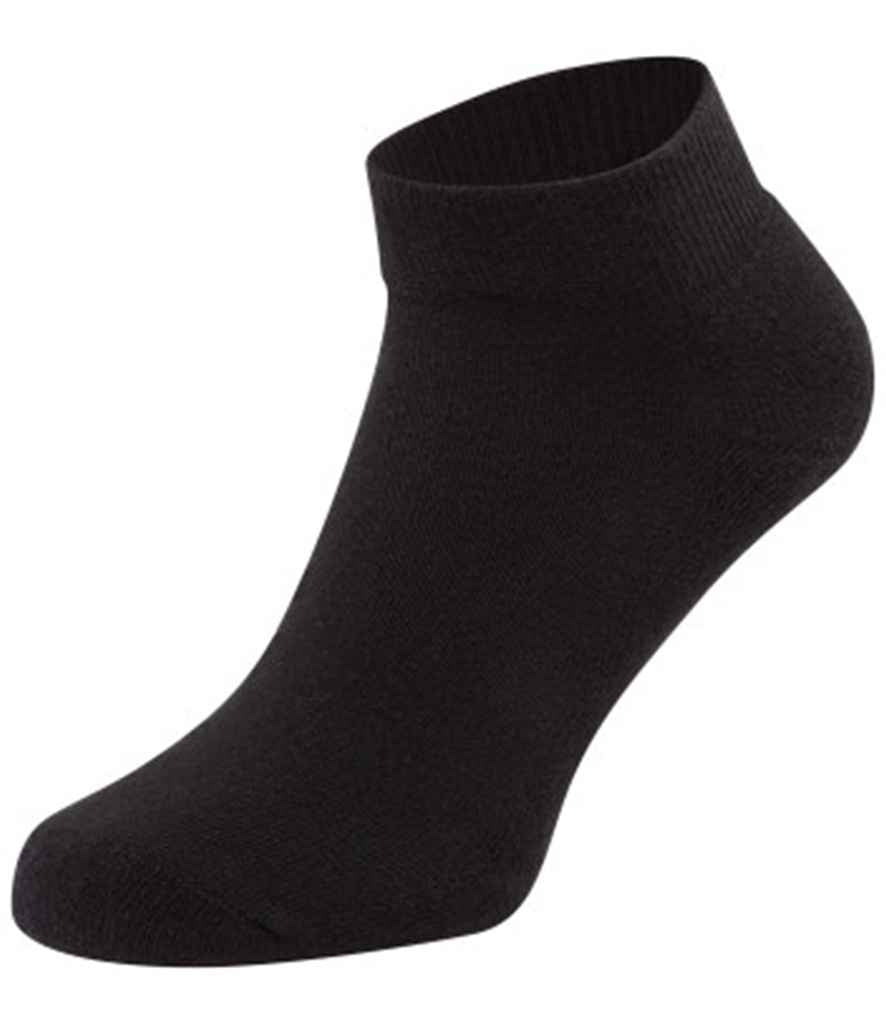 Fruit of the Loom 3 Pack Quarter Socks in Black by Fruit of the Loom — Custom branded clothing by Print Press, featuring premium embroidery produced in our specialist print lab in the UK.