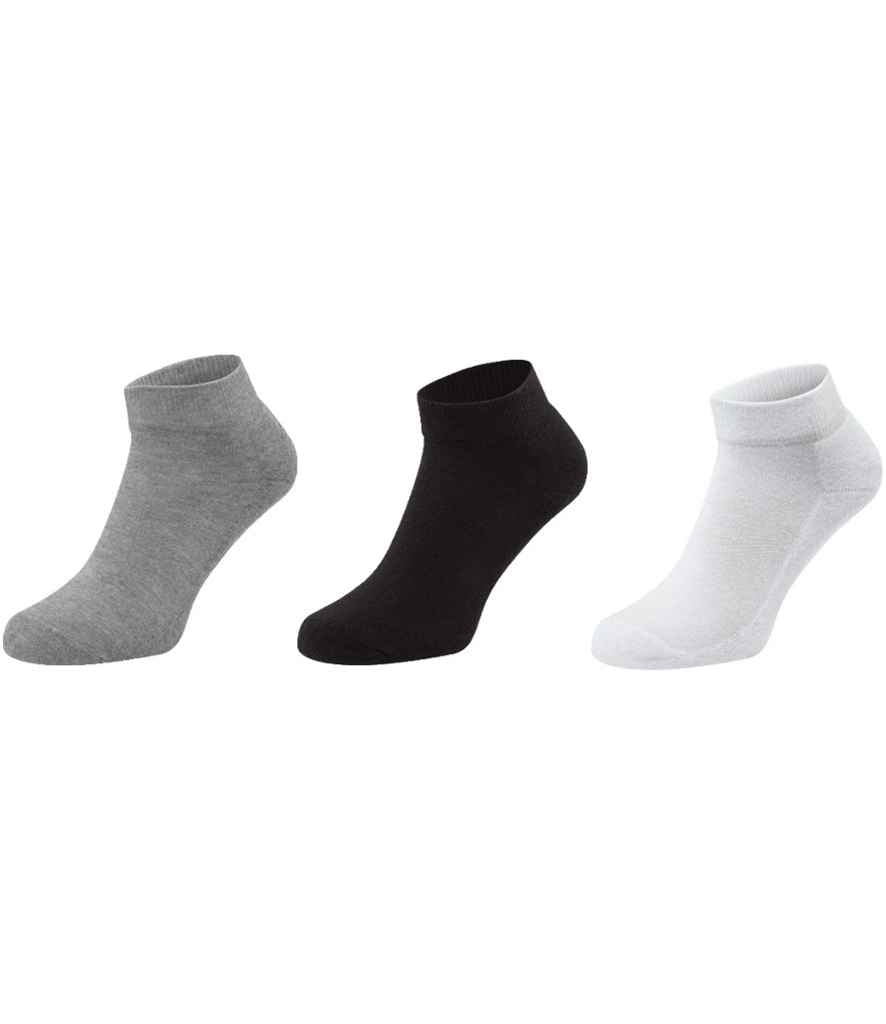 Fruit of the Loom 3 Pack Quarter Socks in Mixed by Fruit of the Loom — Custom branded clothing by Print Press, featuring premium embroidery produced in our specialist print lab in the UK.