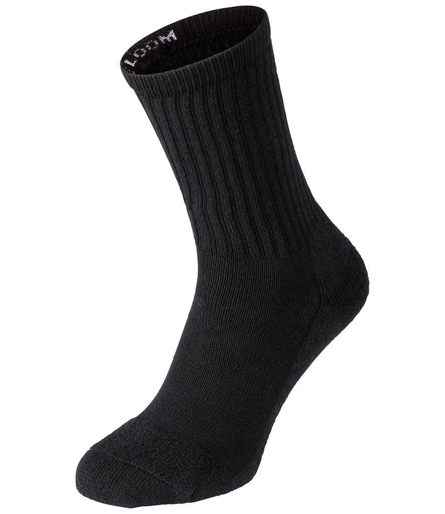 Fruit of the Loom 3 Pack Work Gear Socks in Black by Fruit of the Loom — Custom branded clothing by Print Press, featuring premium embroidery produced in our specialist print lab in the UK.