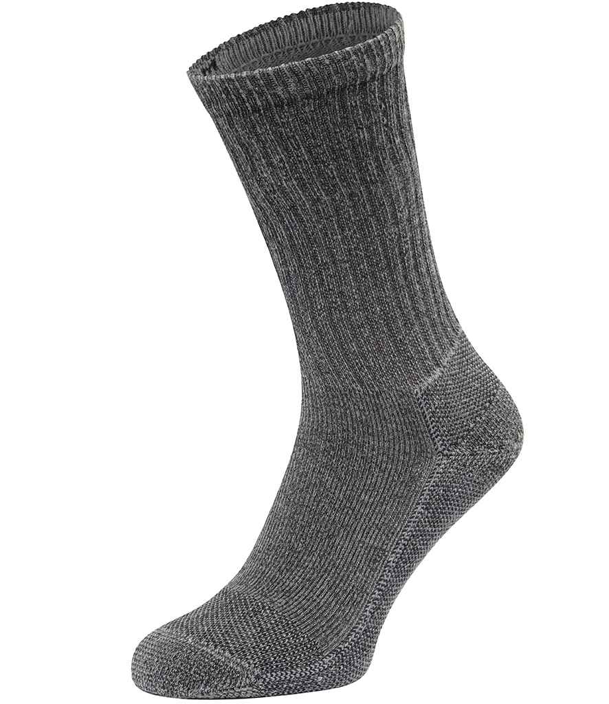 Fruit of the Loom 3 Pack Work Gear Socks in Grey Melange by Fruit of the Loom — Custom branded clothing by Print Press, featuring premium embroidery produced in our specialist print lab in the UK.