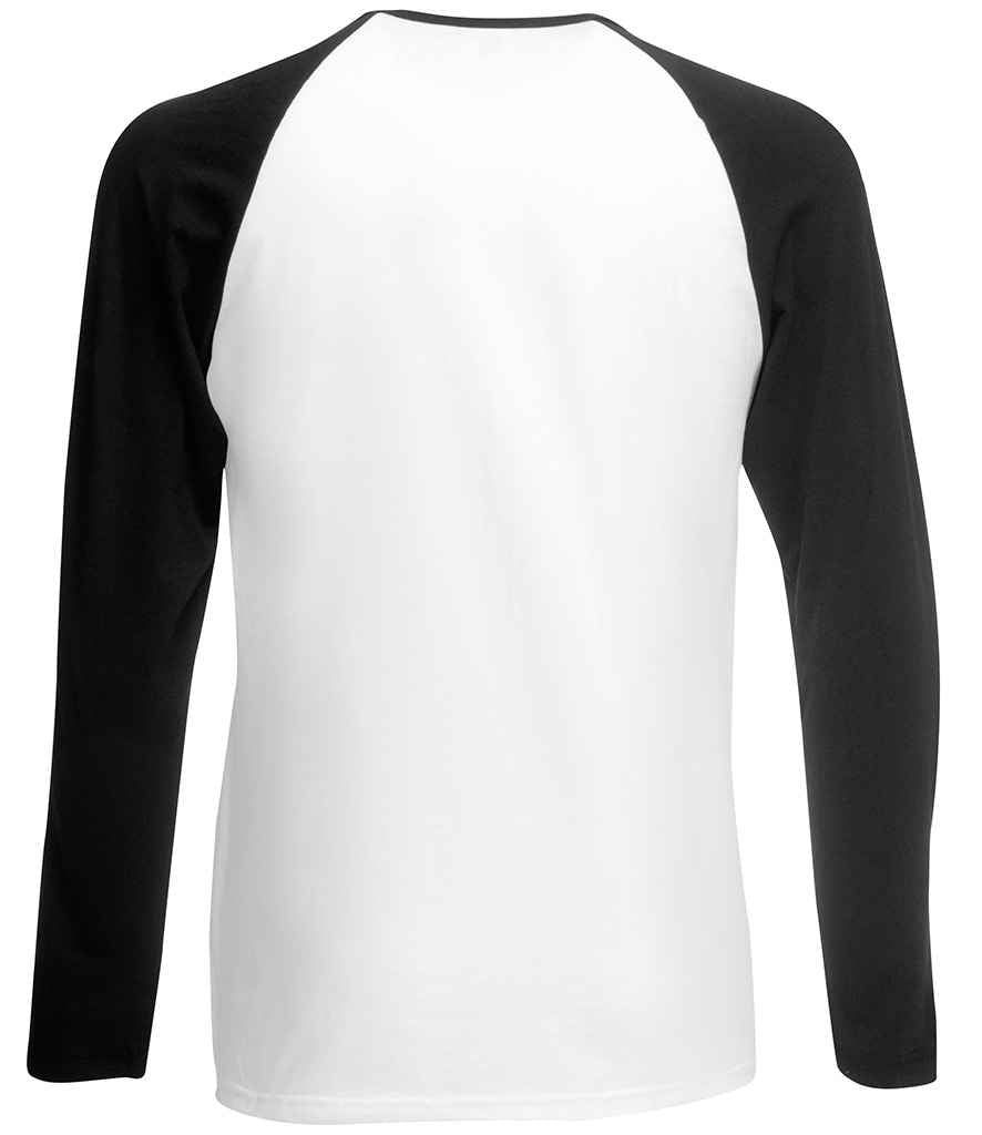 Fruit of the Loom Contrast Long Sleeve Baseball T-Shirt in by Fruit of the Loom — Custom branded clothing by Print Press, featuring premium embroidery produced in our specialist print lab in the UK.