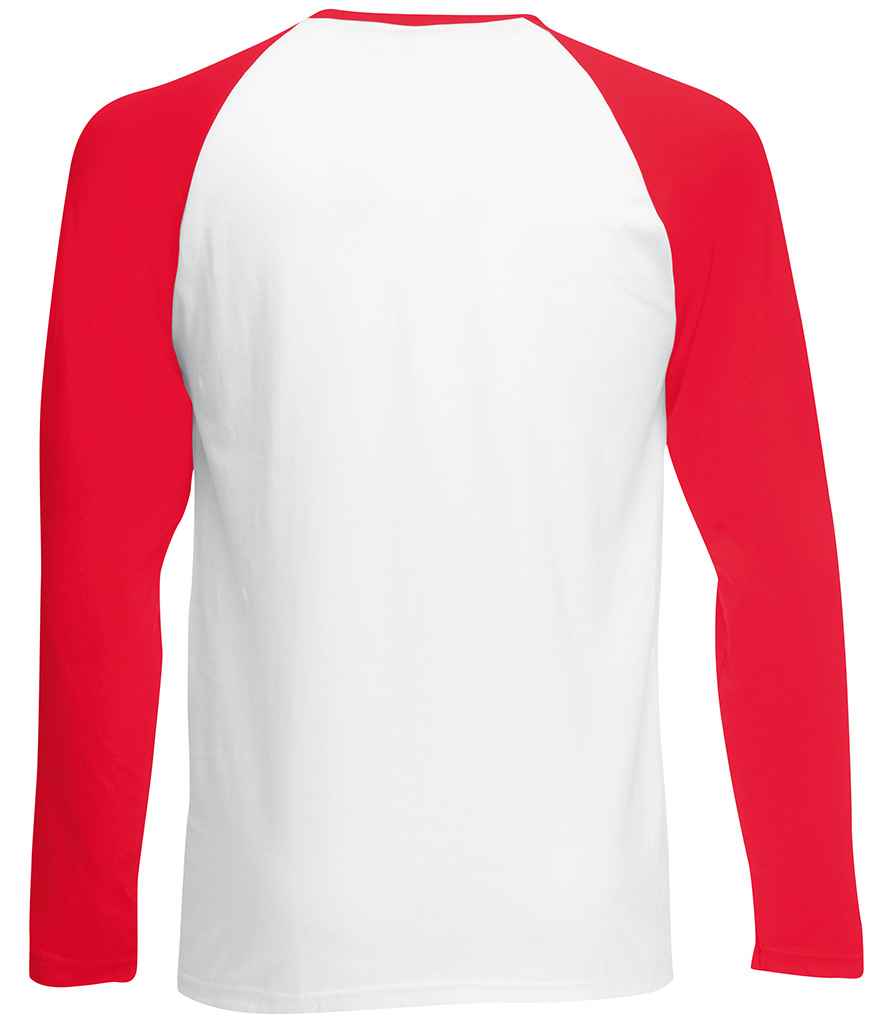 Fruit of the Loom Contrast Long Sleeve Baseball T-Shirt in by Fruit of the Loom — Custom branded clothing by Print Press, featuring premium embroidery produced in our specialist print lab in the UK.