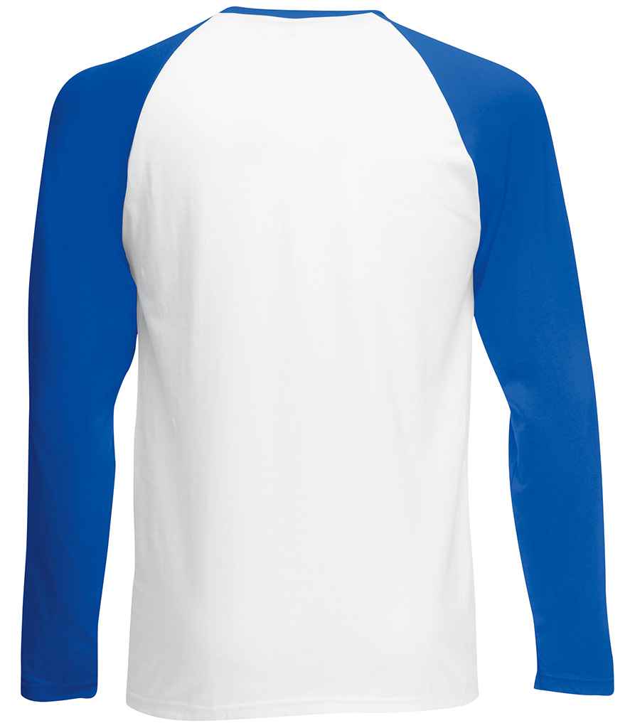 Fruit of the Loom Contrast Long Sleeve Baseball T-Shirt in by Fruit of the Loom — Custom branded clothing by Print Press, featuring premium embroidery produced in our specialist print lab in the UK.