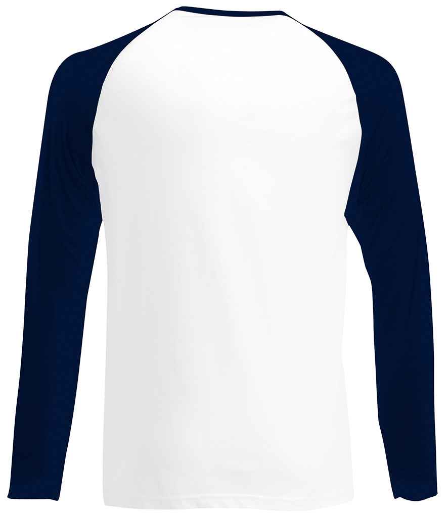 Fruit of the Loom Contrast Long Sleeve Baseball T-Shirt in by Fruit of the Loom — Custom branded clothing by Print Press, featuring premium embroidery produced in our specialist print lab in the UK.