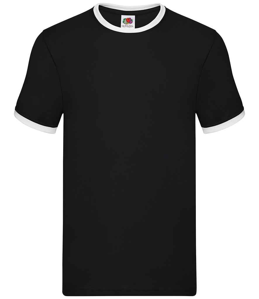Fruit of the Loom Contrast Ringer T-Shirt in Black White by Fruit of the Loom — Custom branded clothing by Print Press, featuring premium embroidery produced in our specialist print lab in the UK.