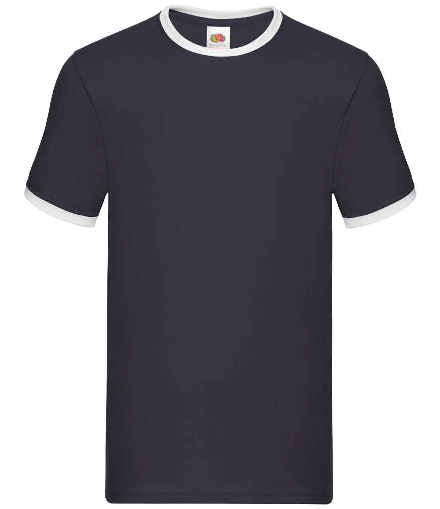 Fruit of the Loom Contrast Ringer T-Shirt in Navy White by Fruit of the Loom — Custom branded clothing by Print Press, featuring premium embroidery produced in our specialist print lab in the UK.