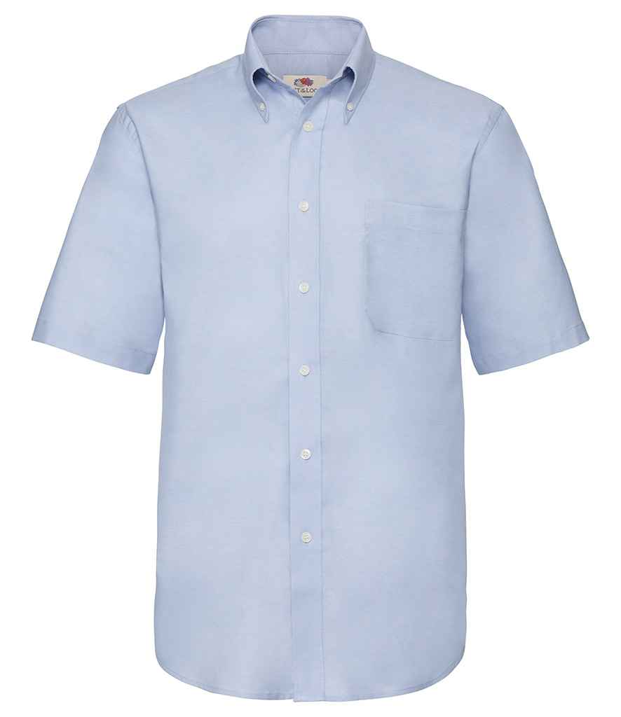Fruit of the Loom Short Sleeve Oxford Shirt in by Fruit of the Loom — Custom branded clothing by Print Press, featuring premium embroidery produced in our specialist print lab in the UK.
