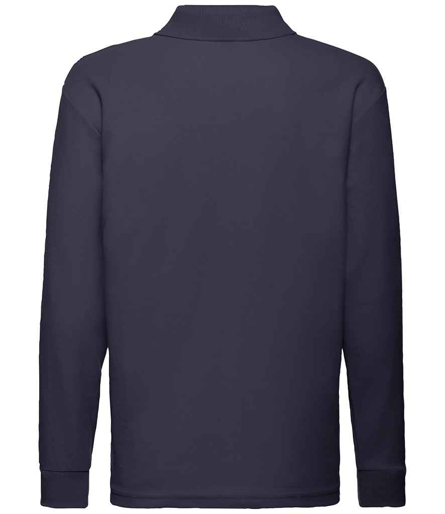 Fruit of the Loom Kids Long Sleeve Poly/Cotton Pique Polo Shirt in by Fruit of the Loom — Custom branded clothing by Print Press, featuring premium embroidery produced in our specialist print lab in the UK.