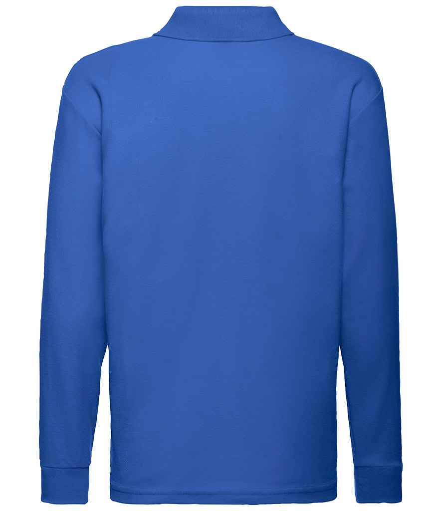 Fruit of the Loom Kids Long Sleeve Poly/Cotton Pique Polo Shirt in by Fruit of the Loom — Custom branded clothing by Print Press, featuring premium embroidery produced in our specialist print lab in the UK.