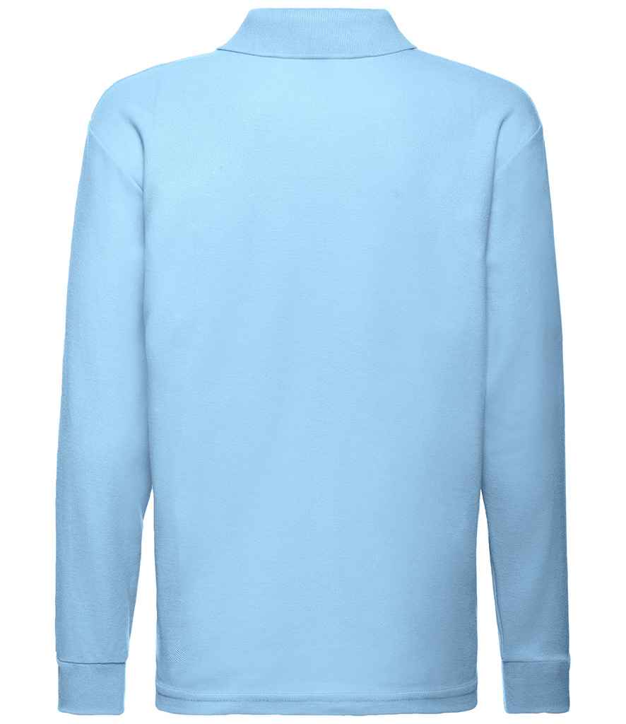 Fruit of the Loom Kids Long Sleeve Poly/Cotton Pique Polo Shirt in by Fruit of the Loom — Custom branded clothing by Print Press, featuring premium embroidery produced in our specialist print lab in the UK.