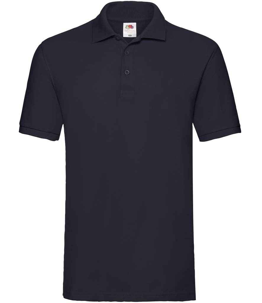 Fruit of the Loom Premium Cotton Pique Polo Shirt in Deep Navy by Fruit of the Loom — Custom branded clothing by Print Press, featuring premium embroidery produced in our specialist print lab in the UK.