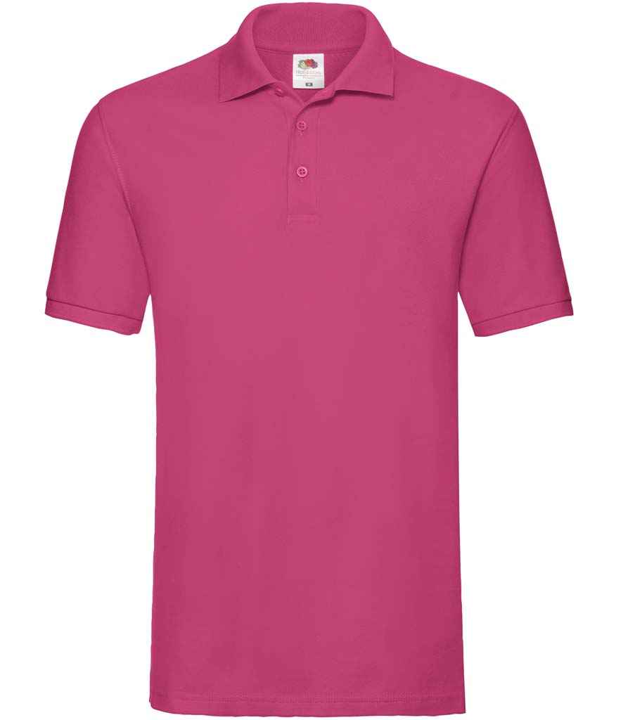 Fruit of the Loom Premium Cotton Pique Polo Shirt in Fuchsia by Fruit of the Loom — Custom branded clothing by Print Press, featuring premium embroidery produced in our specialist print lab in the UK.