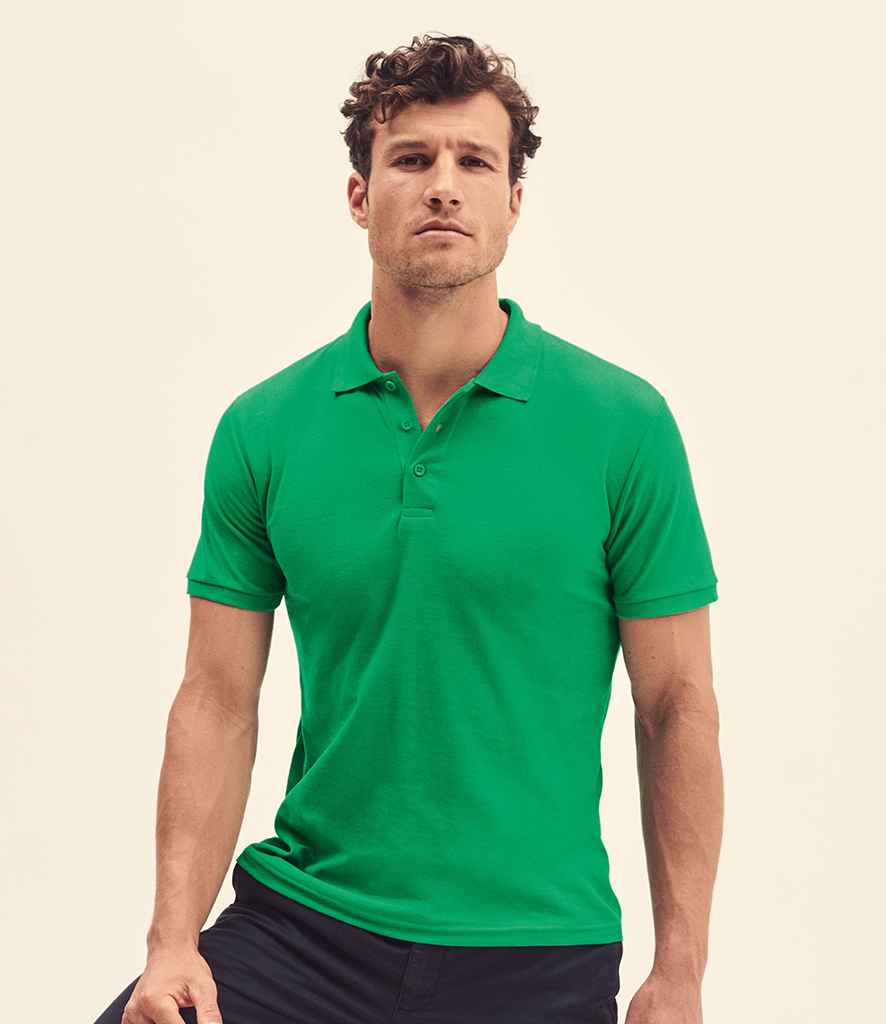 Fruit of the Loom Premium Cotton Pique Polo Shirt in Kelly Green by Fruit of the Loom — Custom branded clothing by Print Press, featuring premium embroidery produced in our specialist print lab in the UK.