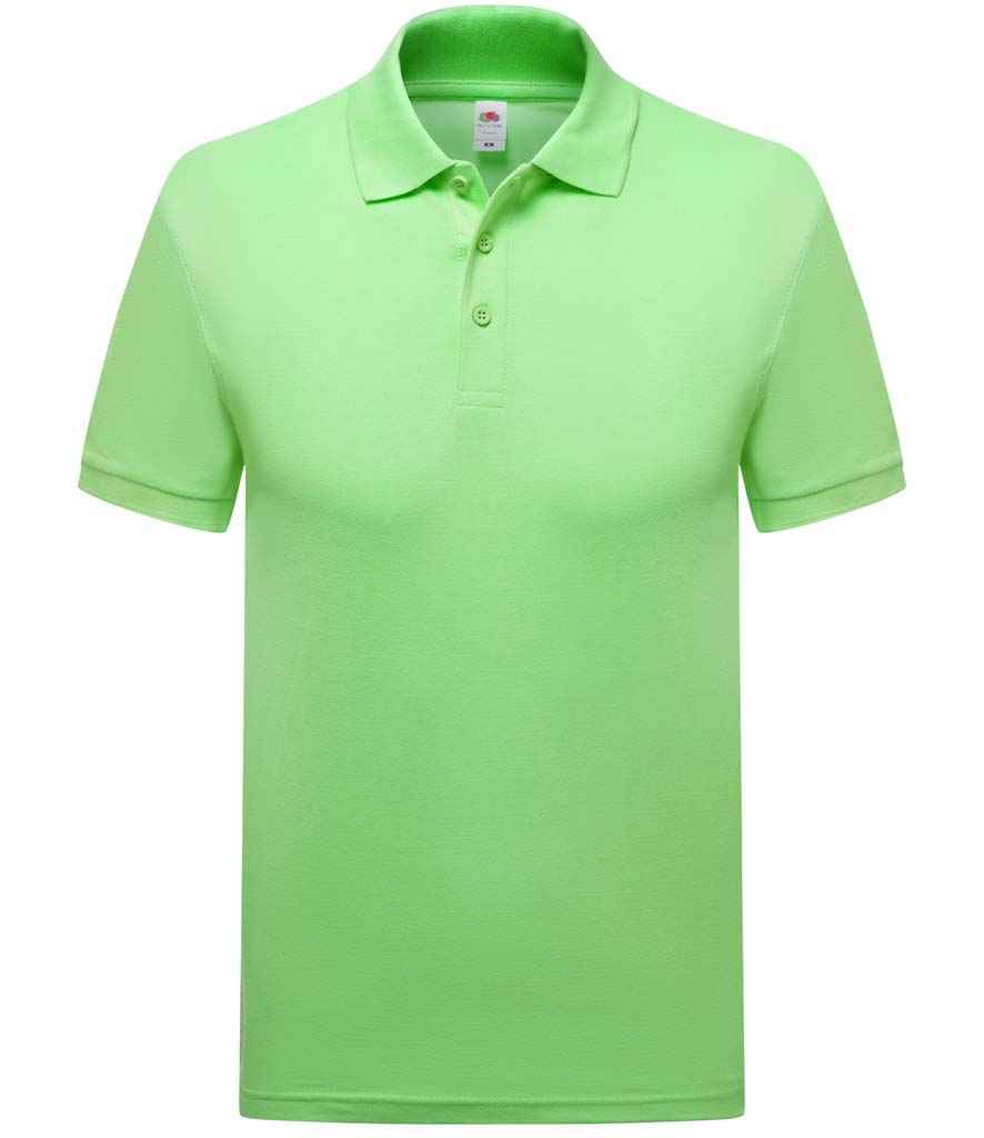 Fruit of the Loom Premium Cotton Pique Polo Shirt in Neo Mint by Fruit of the Loom — Custom branded clothing by Print Press, featuring premium embroidery produced in our specialist print lab in the UK.