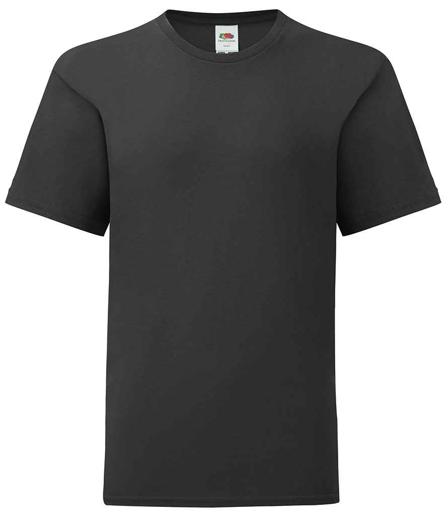 Fruit of the Loom Kids Iconic 150 T-Shirt in Black by Fruit of the Loom — Custom branded clothing by Print Press, featuring premium embroidery produced in our specialist print lab in the UK.