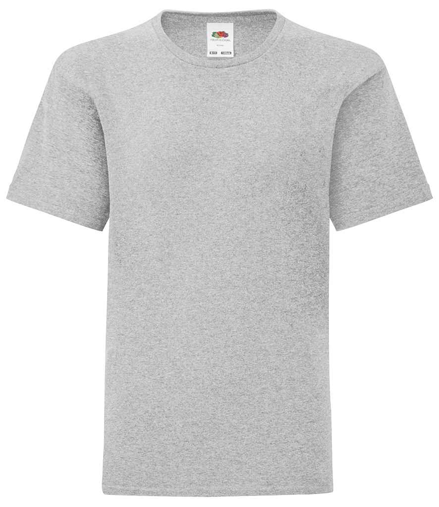 Fruit of the Loom Kids Iconic 150 T-Shirt in Heather Grey by Fruit of the Loom — Custom branded clothing by Print Press, featuring premium embroidery produced in our specialist print lab in the UK.