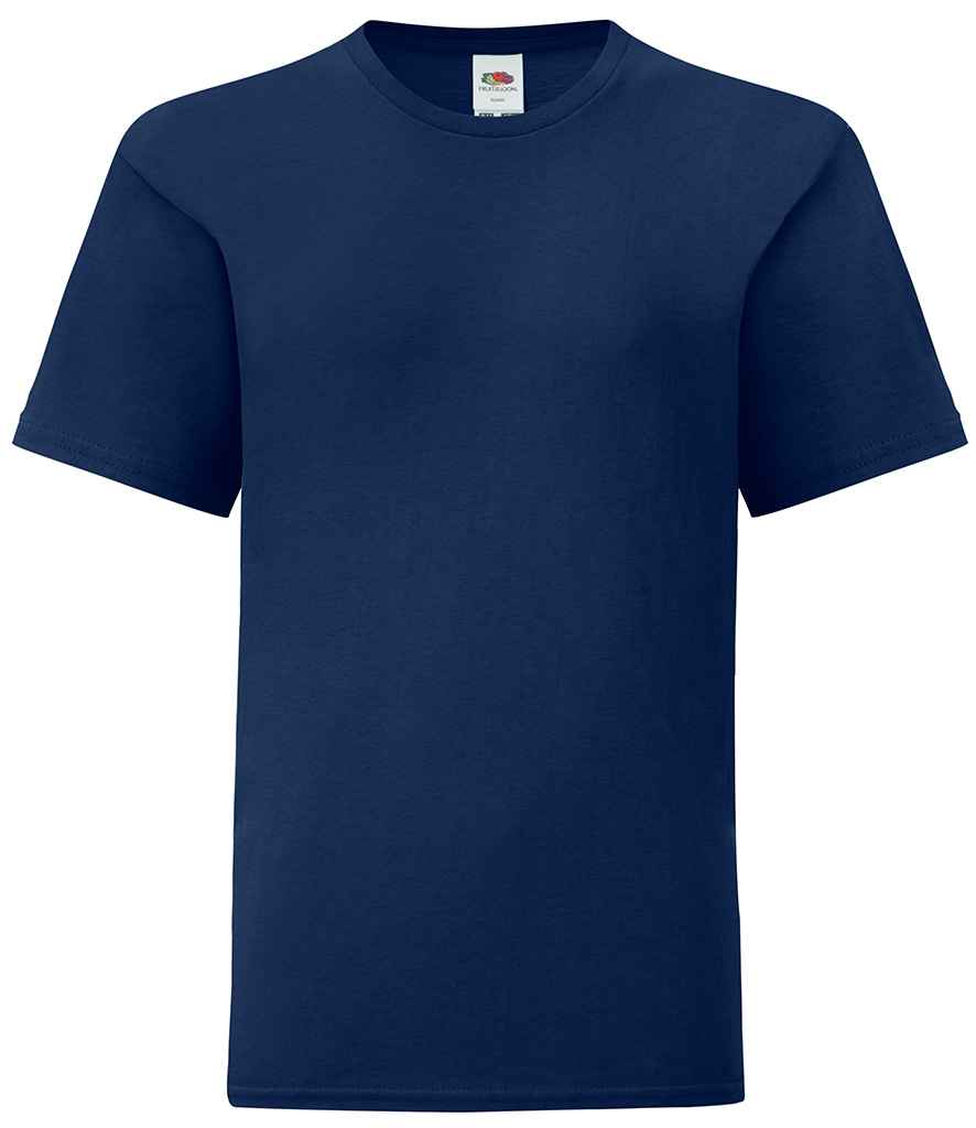 Fruit of the Loom Kids Iconic 150 T-Shirt in Navy by Fruit of the Loom — Custom branded clothing by Print Press, featuring premium embroidery produced in our specialist print lab in the UK.