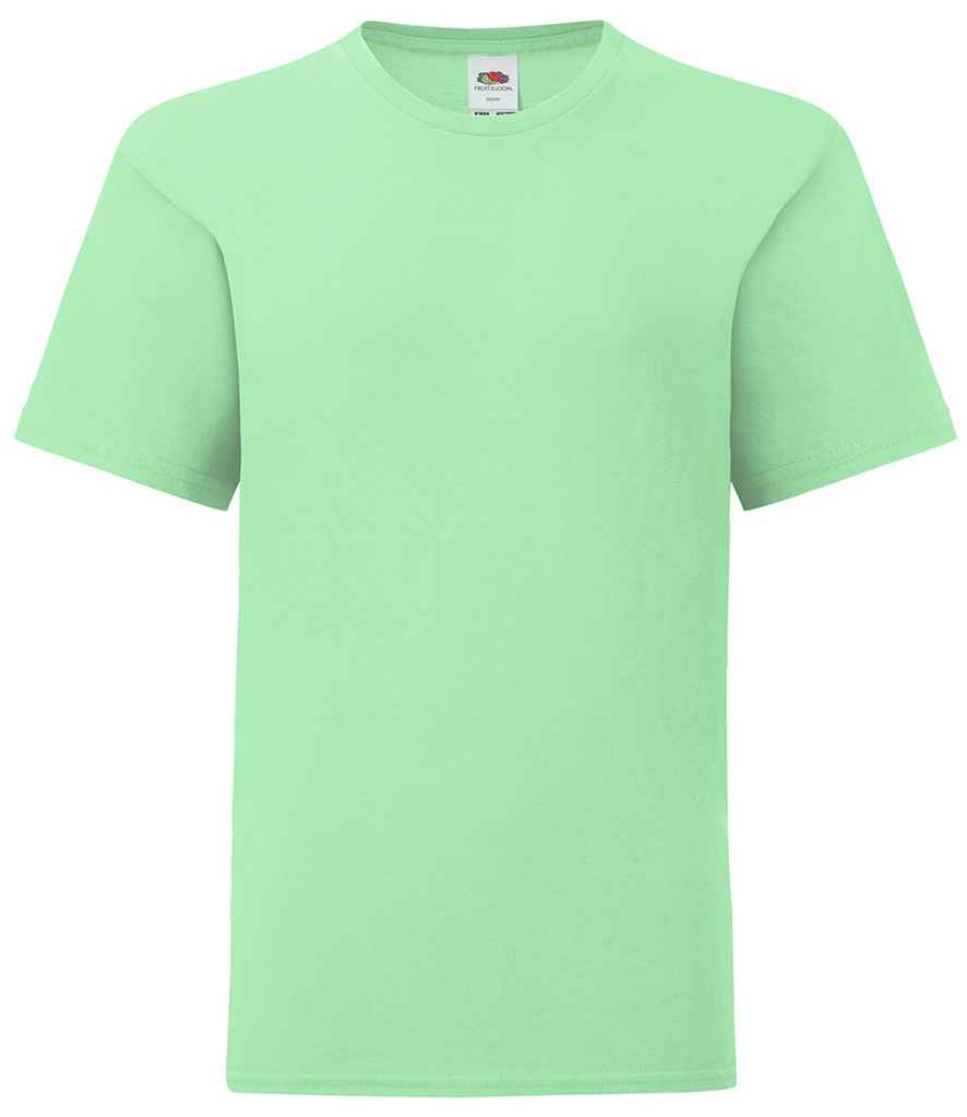 Fruit of the Loom Kids Iconic 150 T-Shirt in Neo Mint by Fruit of the Loom — Custom branded clothing by Print Press, featuring premium embroidery produced in our specialist print lab in the UK.
