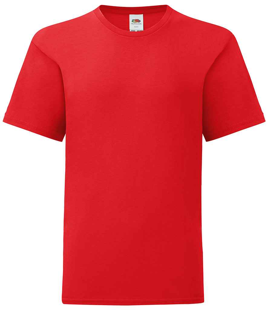 Fruit of the Loom Kids Iconic 150 T-Shirt in Red by Fruit of the Loom — Custom branded clothing by Print Press, featuring premium embroidery produced in our specialist print lab in the UK.