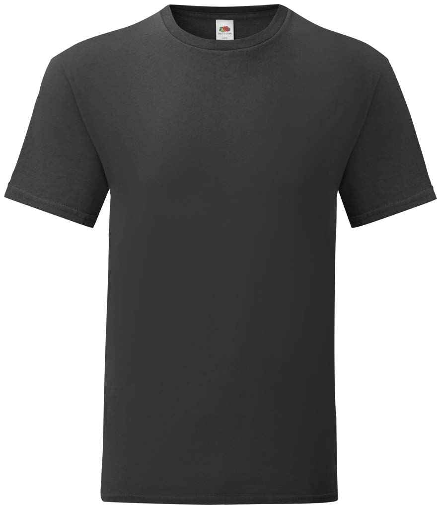 Fruit of the Loom Iconic 150 T-Shirt - (2nd Colours) in Black by Fruit of the Loom — Custom branded clothing by Print Press, featuring premium embroidery produced in our specialist print lab in the UK.