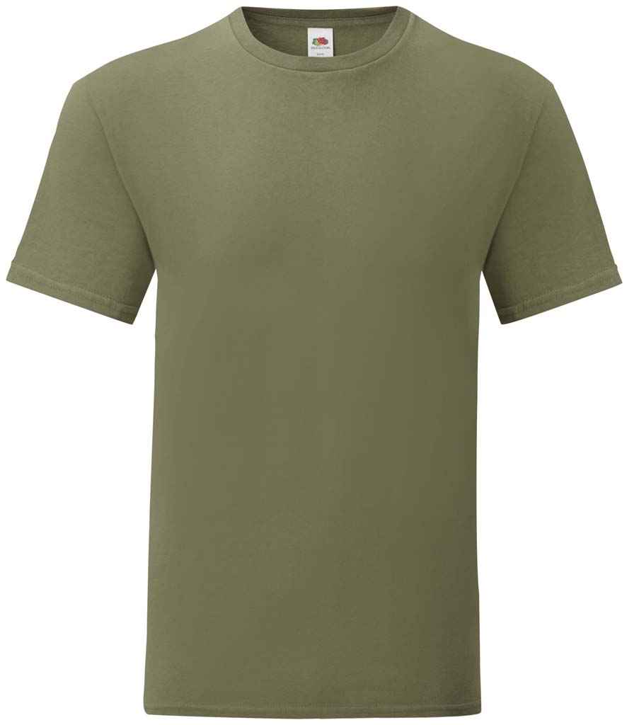 Fruit of the Loom Iconic 150 T-Shirt - (2nd Colours) in Classic Olive by Fruit of the Loom — Custom branded clothing by Print Press, featuring premium embroidery produced in our specialist print lab in the UK.