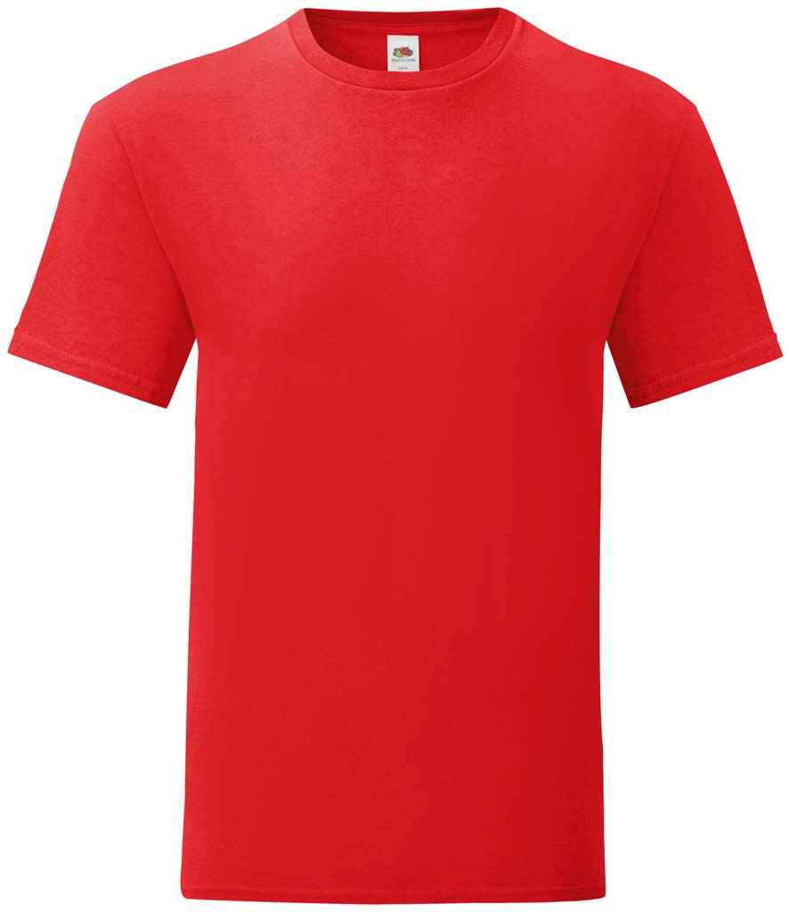 Fruit of the Loom Iconic 150 T-Shirt in Red by Fruit of the Loom — Custom branded clothing by Print Press, featuring premium embroidery produced in our specialist print lab in the UK.
