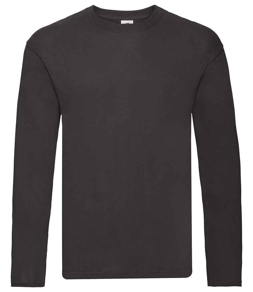 Fruit of the Loom Original Long Sleeve T-Shirt in Black by Fruit of the Loom — Custom branded clothing by Print Press, featuring premium embroidery produced in our specialist print lab in the UK.