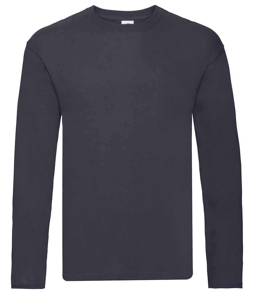 Fruit of the Loom Original Long Sleeve T-Shirt in Deep Navy by Fruit of the Loom — Custom branded clothing by Print Press, featuring premium embroidery produced in our specialist print lab in the UK.