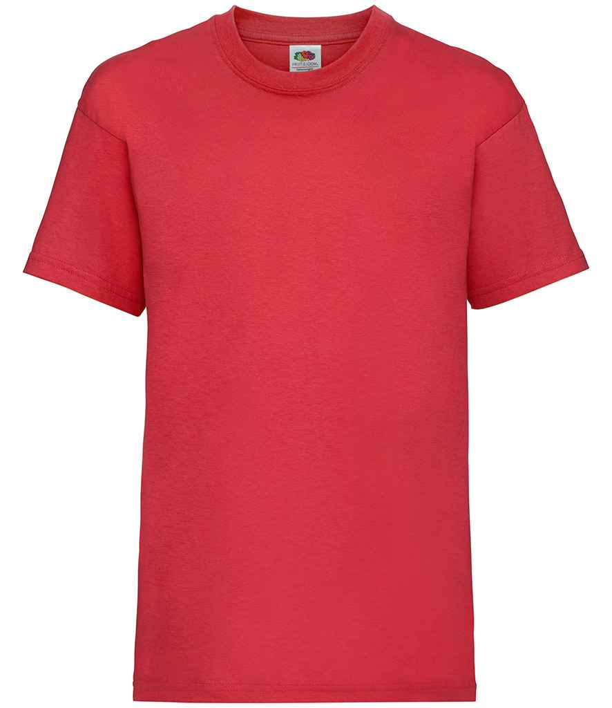 Fruit of the Loom Kids Value T-Shirt in Red by Fruit of the Loom — Custom branded clothing by Print Press, featuring premium embroidery produced in our specialist print lab in the UK.