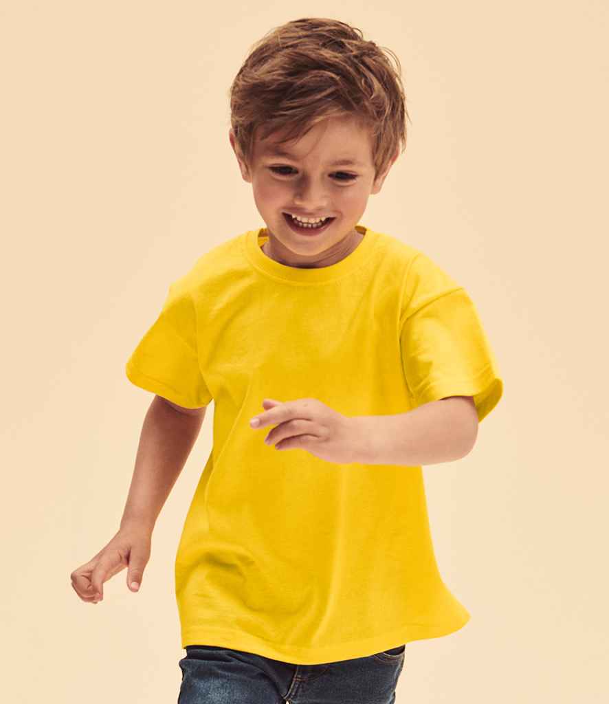 Fruit of the Loom Kids Value T-Shirt in Sunflower by Fruit of the Loom — Custom branded clothing by Print Press, featuring premium embroidery produced in our specialist print lab in the UK.
