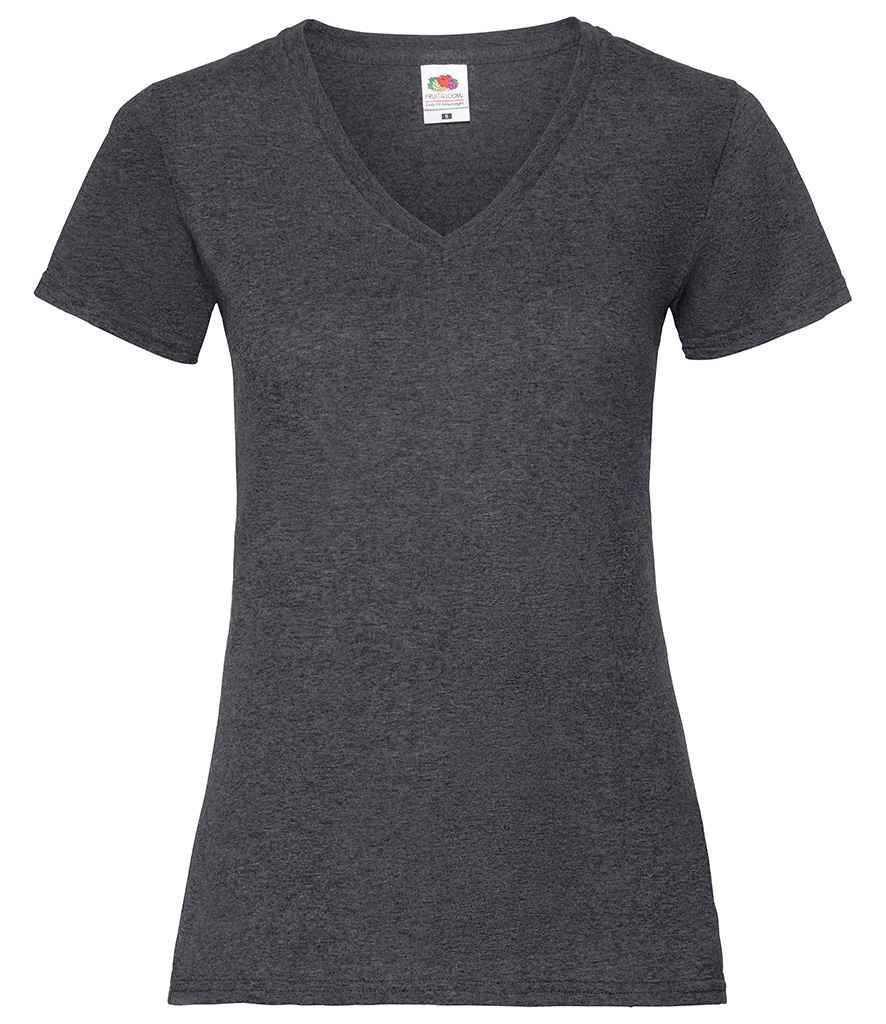 Fruit of the Loom Lady Fit Value V Neck T-Shirt in Dark Heather by Fruit of the Loom — Custom branded clothing by Print Press, featuring premium embroidery produced in our specialist print lab in the UK.
