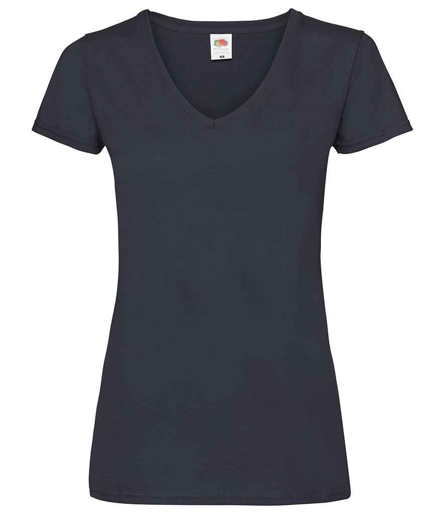Fruit of the Loom Lady Fit Value V Neck T-Shirt in Deep Navy by Fruit of the Loom — Custom branded clothing by Print Press, featuring premium embroidery produced in our specialist print lab in the UK.